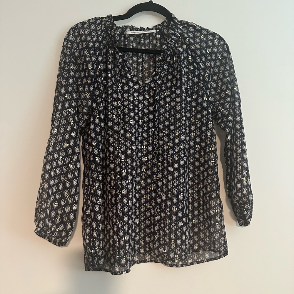 collective concept gold and black shell blouse Size Small - Picture 1 of 6